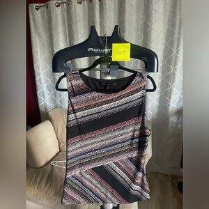 White House Black Market Sleeveless Bias-Stripe Shell- year-round colors